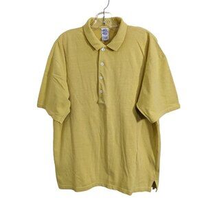 Vintage 1980s Club Monaco Mens Cotton Polo Size XL Solid Golden Yellow Golf